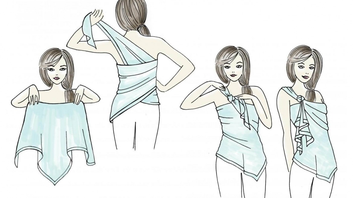 How to wear your silk scarf as a one-shoulder top!